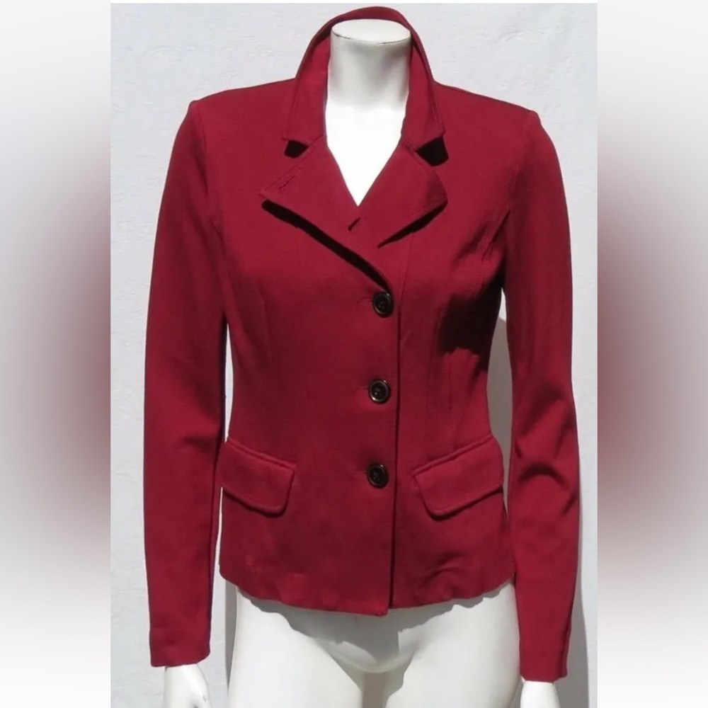 CAbi Outing Blazer #3175 Red Rhubarb Size 10 Structured Career Jacket Stretch